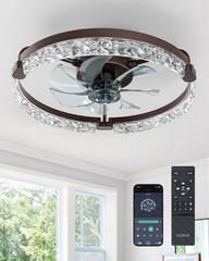 20″ Smart Ceiling Fan Light Dimmable LED 3000K-6000K Remote APP 6-Speed Brown