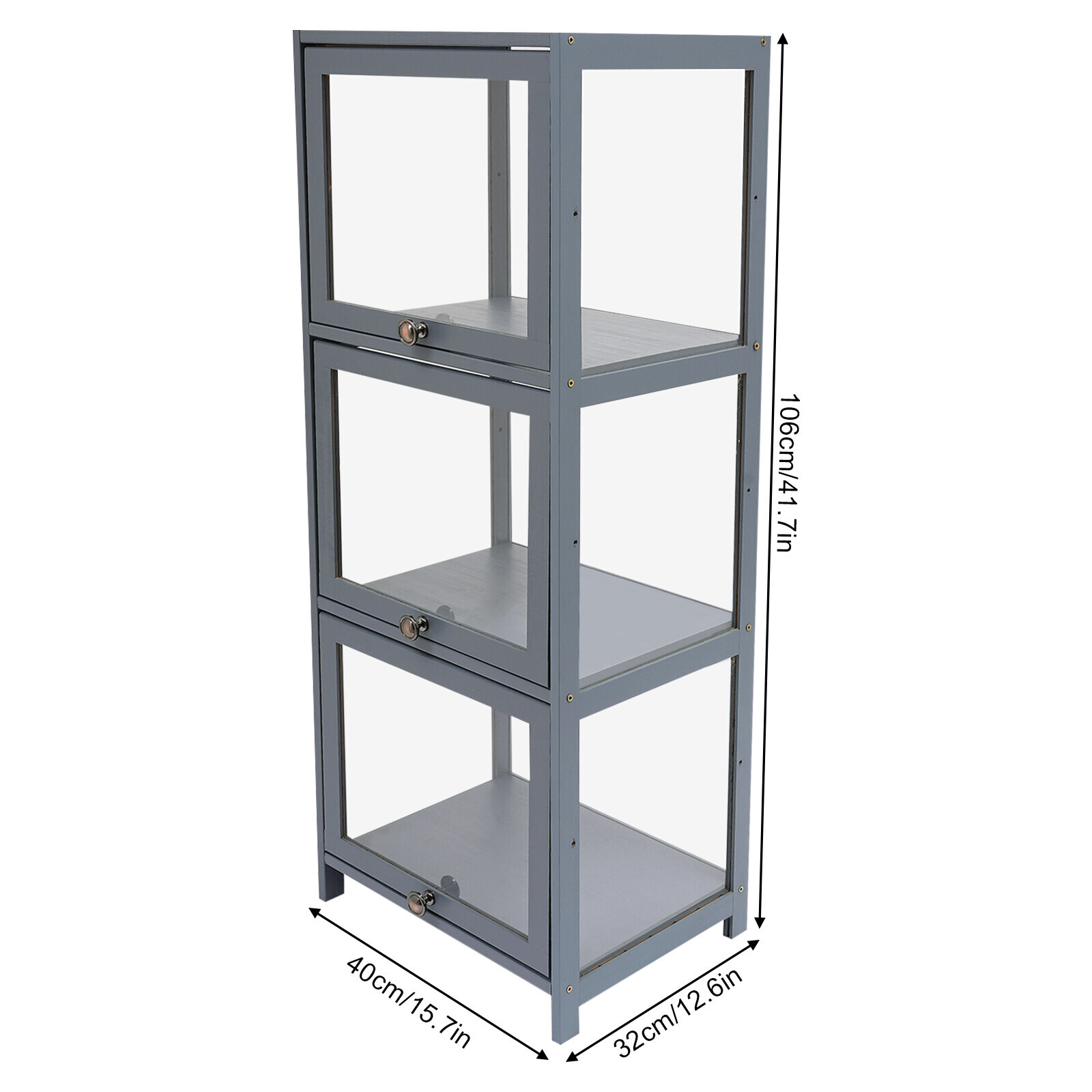 3-Tier Bamboo & Acrylic Display Case for Collectibles and Ornaments 40×32×106 cm gallery