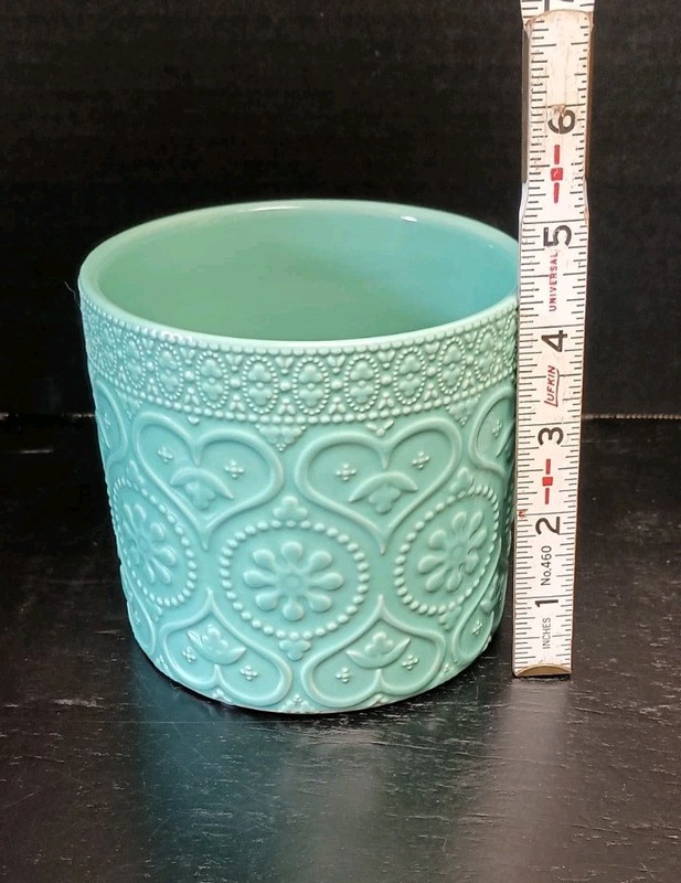 Ceramic Light Teal Green Indoor Planter Pot Or Storage Caddy 4.5" New gallery