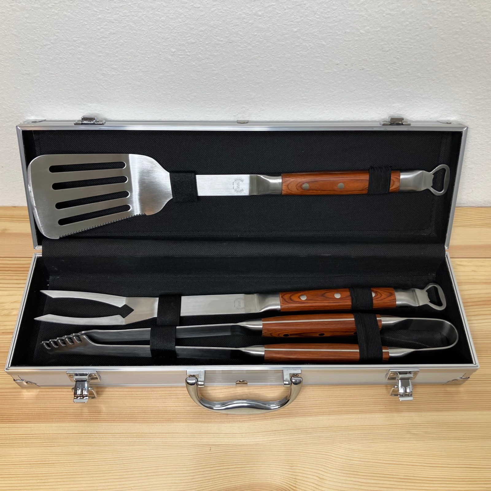 BBQ Professional Grill Tool Set Premium Heavy Stainless Steel Wood Handle Gift gallery