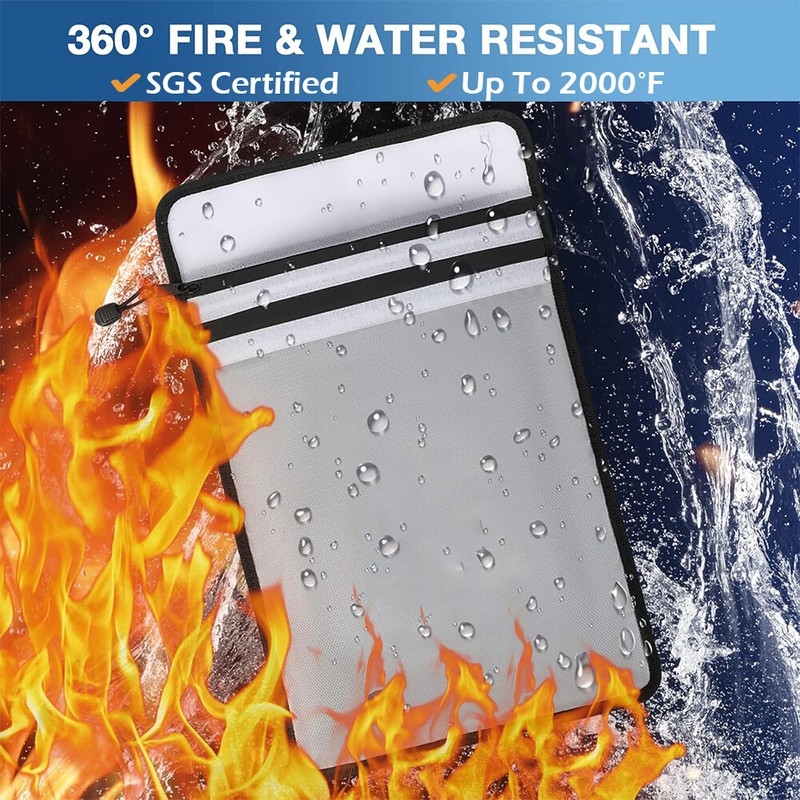 Large Fireproof Money Bag Fire Proof Document Pouch Waterproof Safe Cash Folder gallery