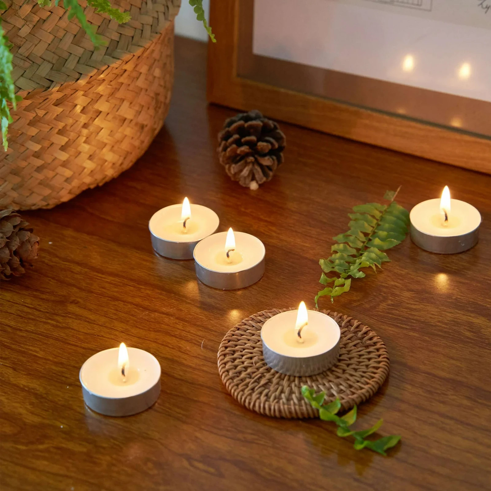Mainstays White Unscented Indoor/Outdoor Tealight Candles, 100 Count gallery