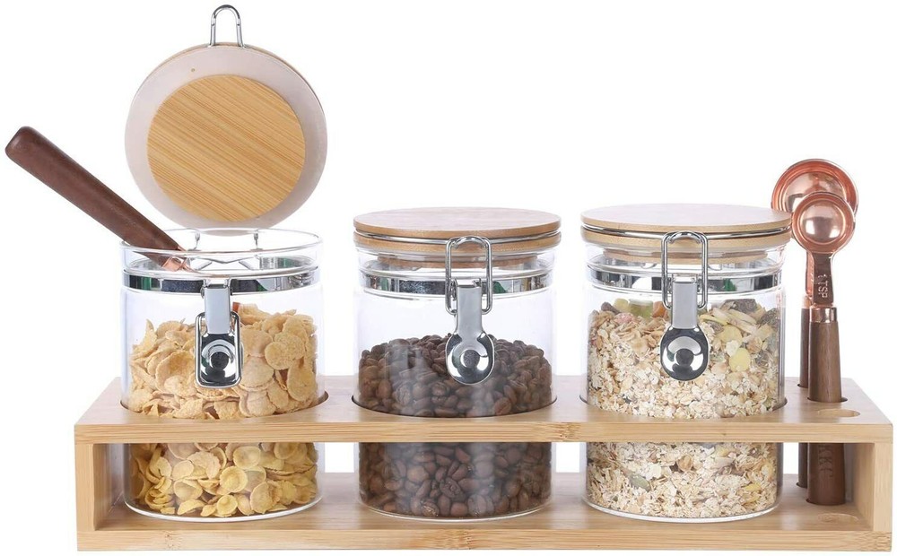 Kitchen Glass Storage Jars Containers with Airtight Lids 27 Fluid-oz(0.84 quart)