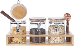 Kitchen Glass Storage Jars Containers with Airtight Lids 27 Fluid-oz(0.84 quart)