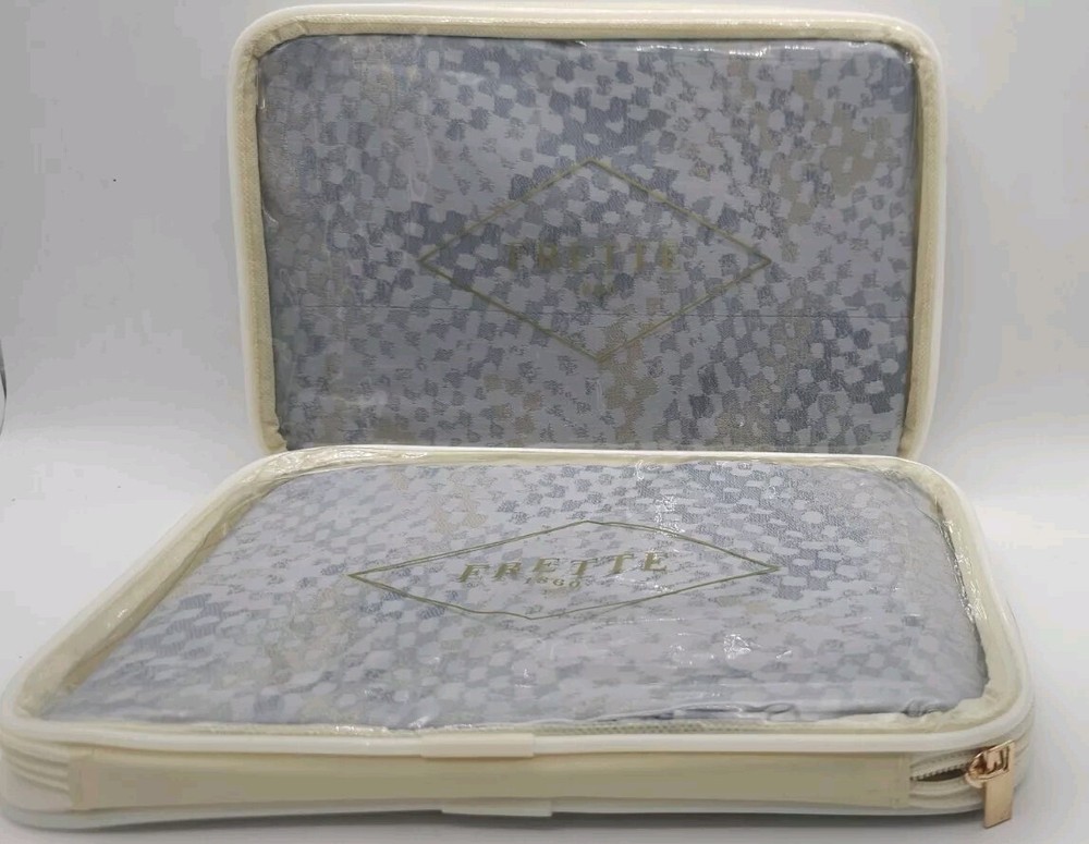Frette Vimini king pillow shams 100% cotton dark azure / Grey set of two New