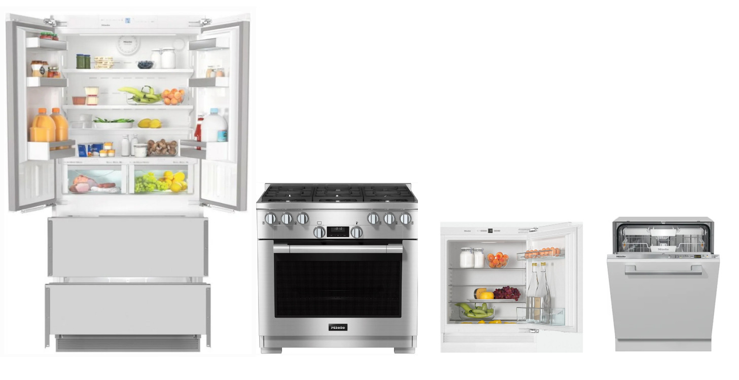 Miele 36" Panel Ready French Door Refrigerator Gas Range 24" Dishwasher Beverag gallery
