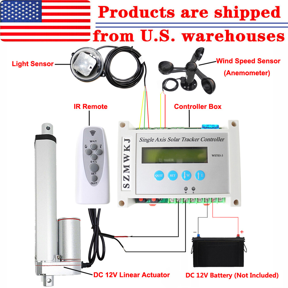 Electric Single Axis Solar Tracker Controller With Linear Actuator Anemometer IG gallery