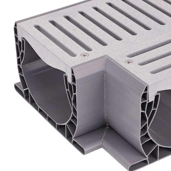 NDS Spee-D Polyethylene Channel Drain Tee with Grate Gray PVC Drain Intersection gallery