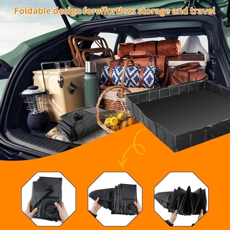 Foldable Shower Base Portable Tray with Drain Hose for Easy Outdoor Use gallery