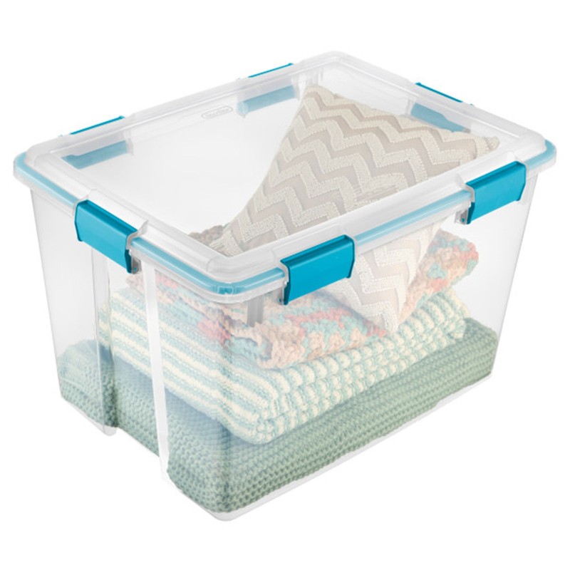 Sterilite 80-Qt Clear Plastic Stackable Storage Bin w/ Gasket Latch Lid, 8 Pack gallery