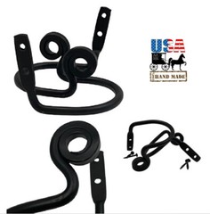 CURTAIN TIE BACKS – 2 Solid Wrought Iron Amish Hand Forged Scroll Holdback Hooks