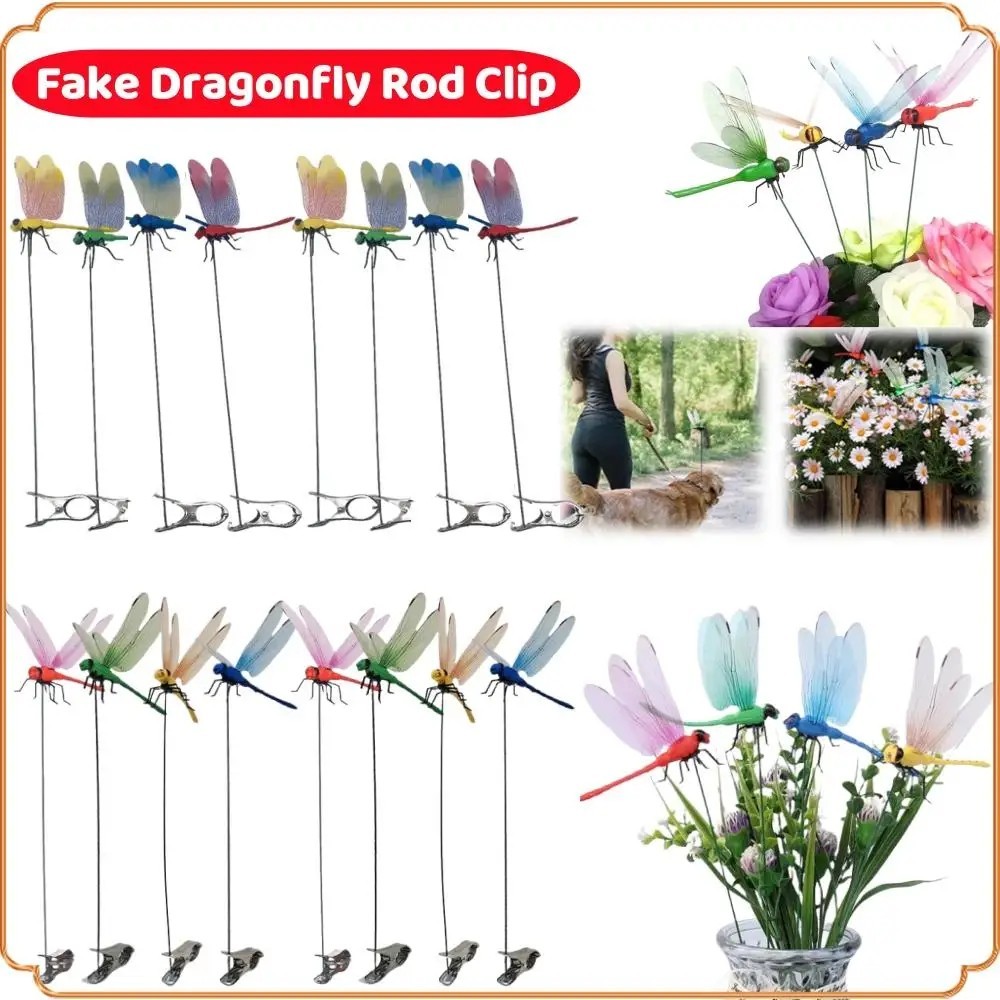 12×Fake Dragonfly Clips Clip on Dragonfly for Outdoors 3D Dragonfly Garden Decor gallery