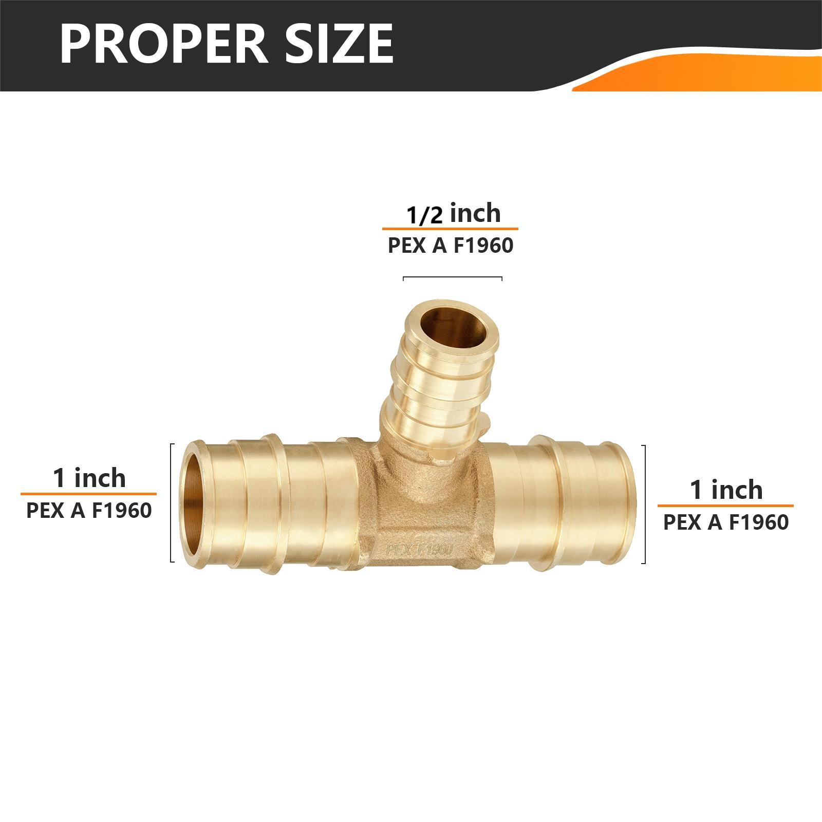 EFIELD 2 To 100 Packs Pex A Reducing Tee 1"x 1"x 1/2" Brass Fittings Lead Free gallery