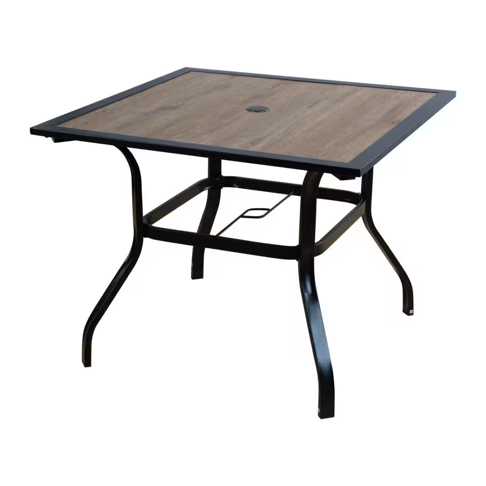 Coolmen 37 In. X 37 In. Table Black Square Metal Frame Outdoor Dining Table in B gallery