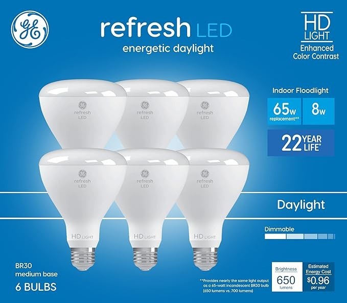 GE Refresh 65 W Equivalent Dimmable Daylight Br30 LED Light Fixture a set of 6 gallery