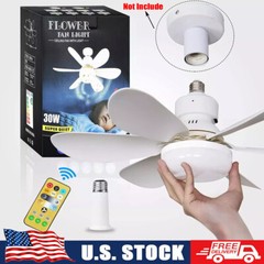2-in-1 E27 Socket Fan Light with Remote Screw in Ceiling Fans LED Light Bulb Fan