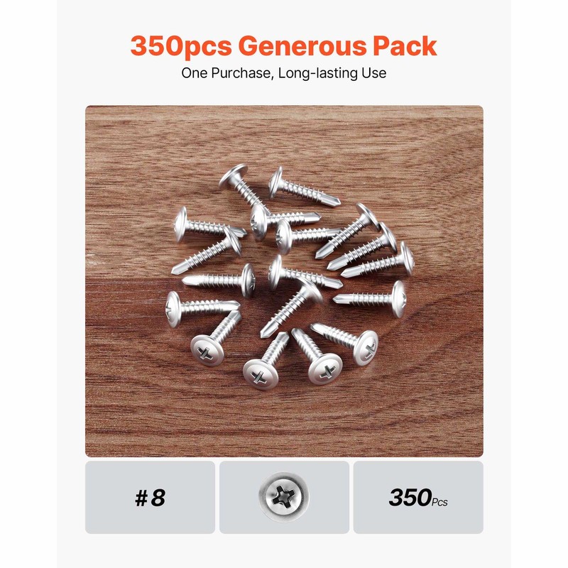 Self Tapping/Drilling Screws 3/4 Inch Stainless Steel Phillips Wafer Head 350pcs gallery