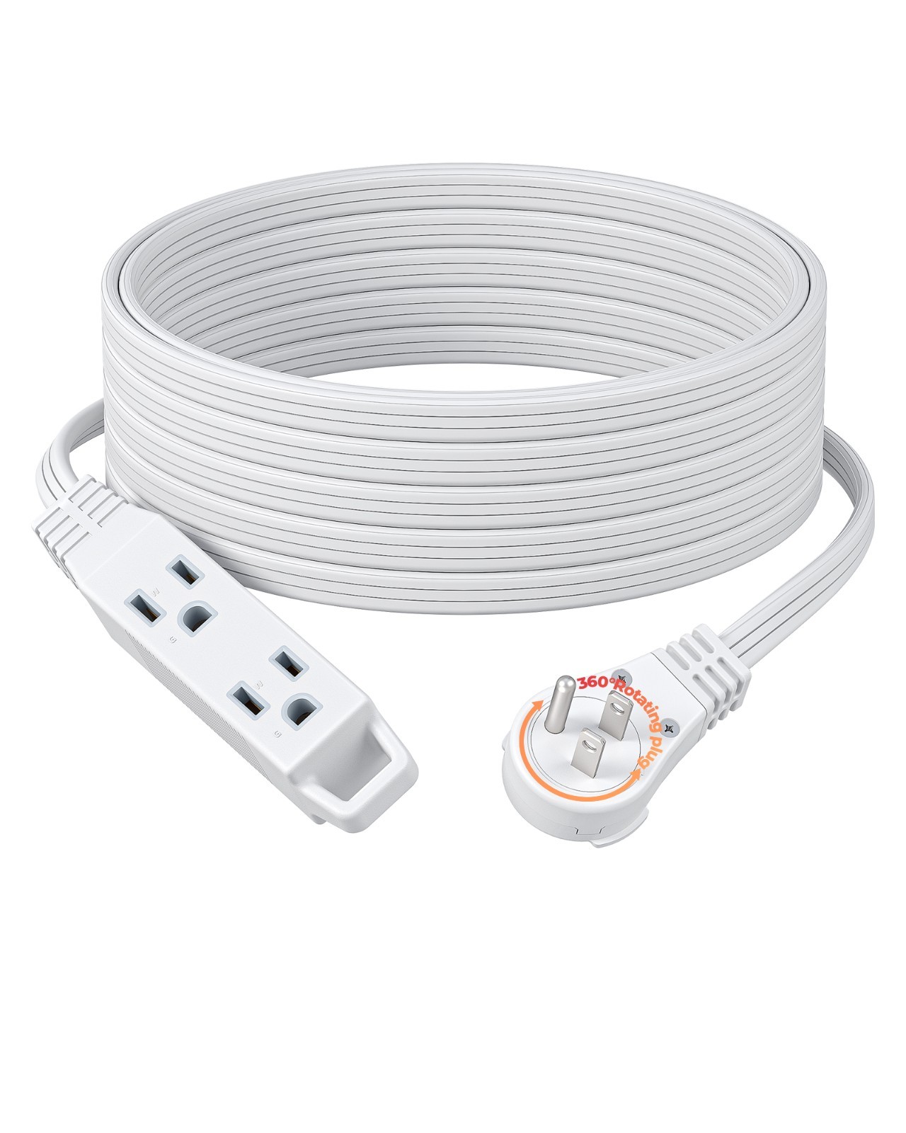 DEWENWILS 25FT 360 Rotating Flat Plug Extension Cord 3 Outlet Low Profile gallery