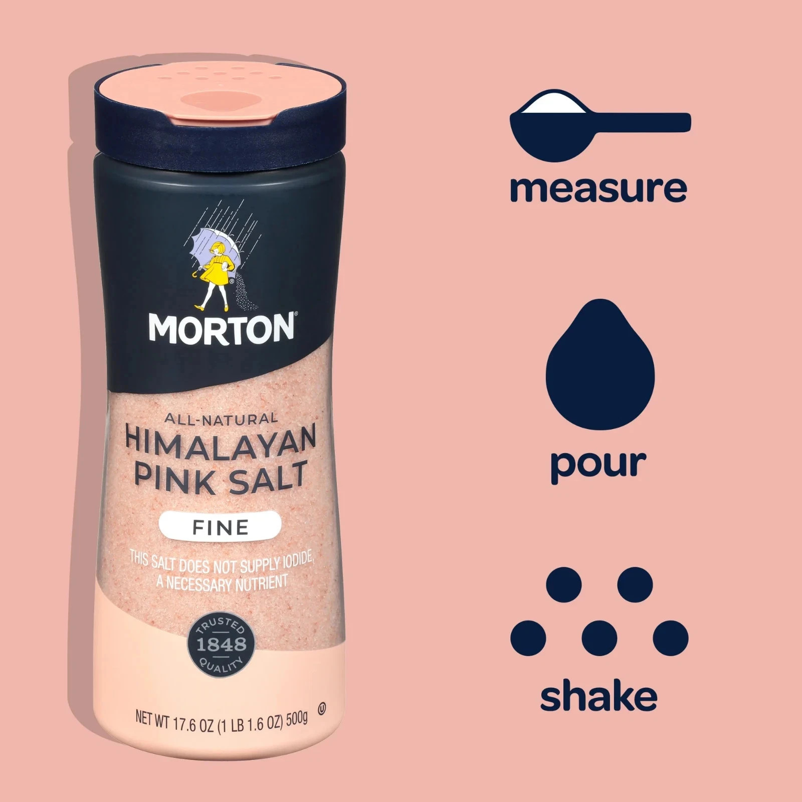 Morton All-Natural Fine Himalayan Pink Salt, 17.6 oz gallery