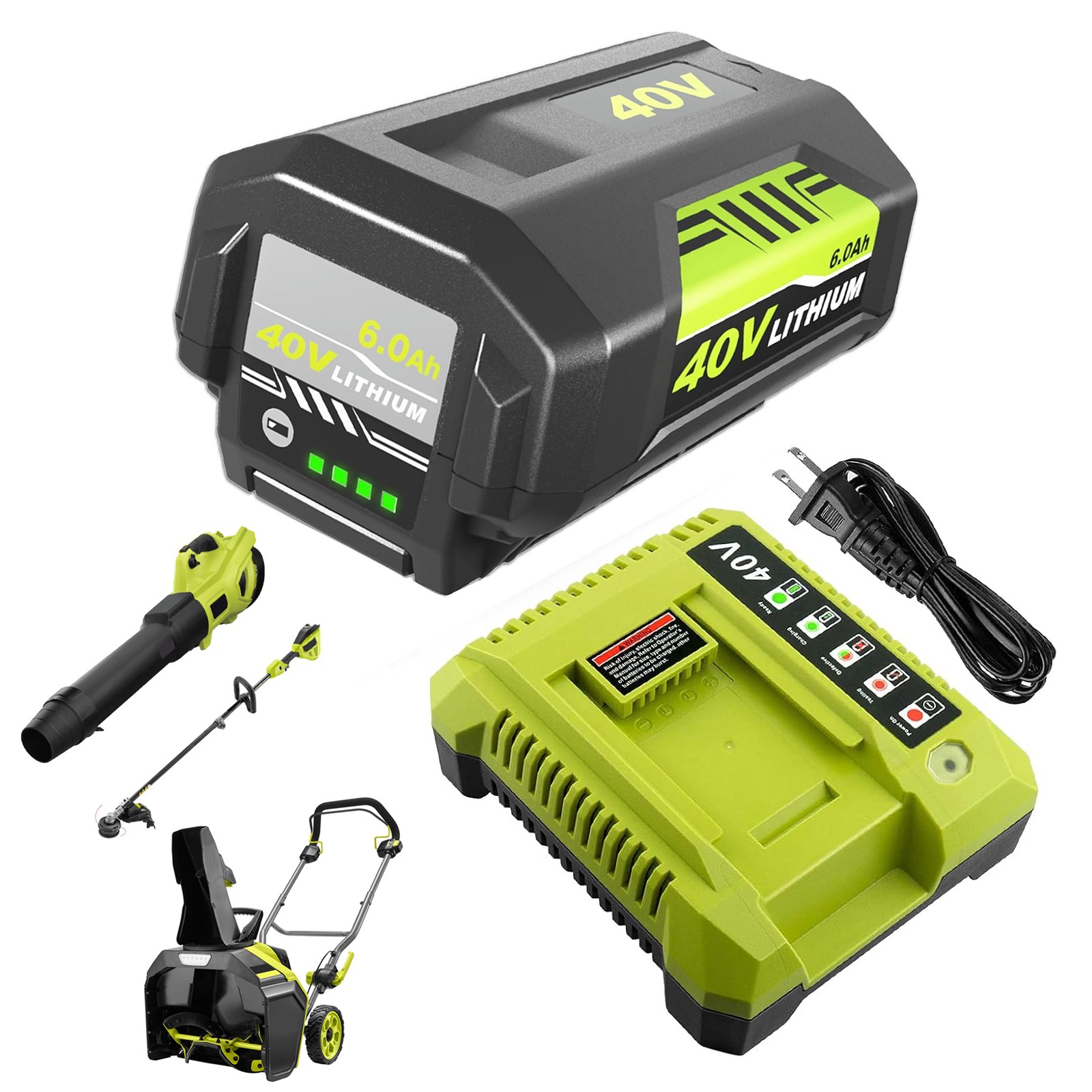 40V 6.0Ah Lithium Battery & Rapid Charger Kit for Ryobi 40 Volt Batteries gallery