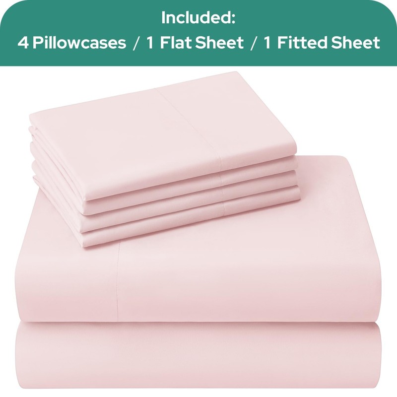 Full Size Bed Sheets - 6 Piece Set (Pale Pink) - Extra Soft Brushed Microfibe... gallery