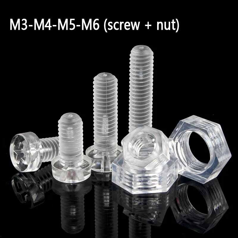 Acrylic Plastic Nylon Clear Transparent Round Pan Phillips Cross Head Screws+Nut gallery