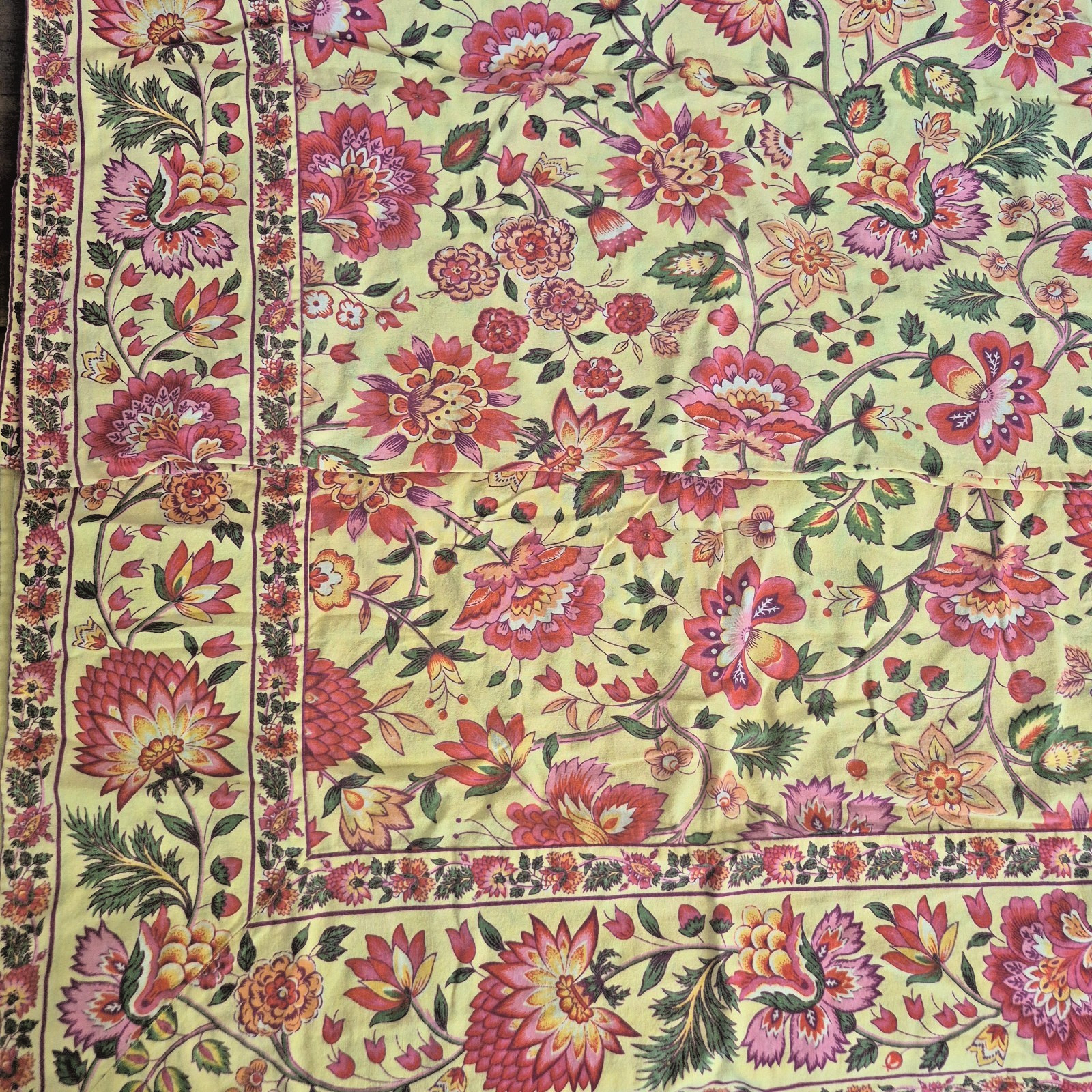 April Cornell Summer Yellow Floral Tablecloth 100% Cotton 57 x 99" gallery