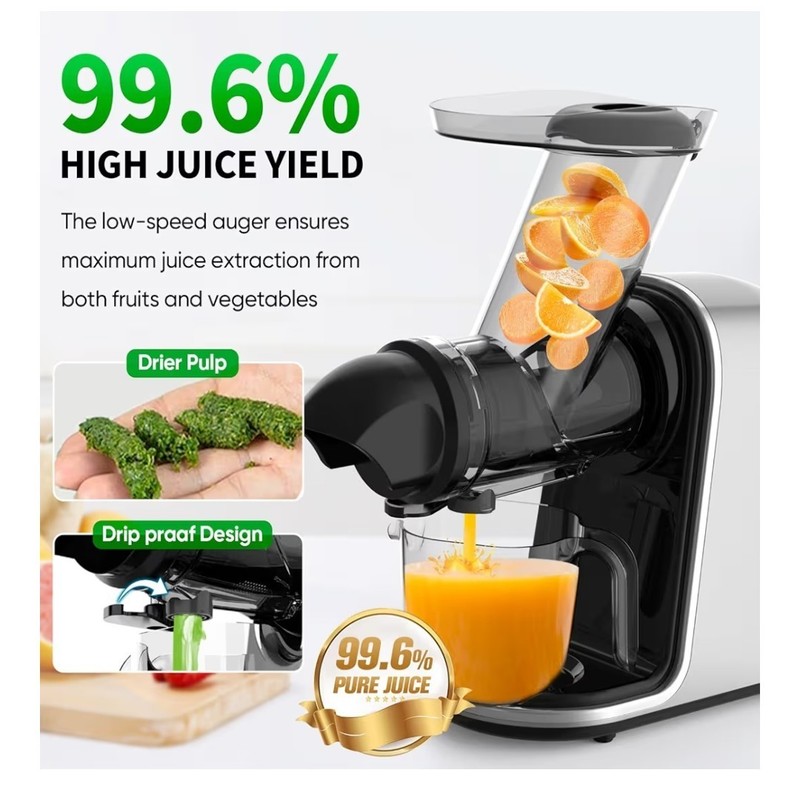 Cold Press Slow Masticating Juicer Soft/hard Mode, 3.6" Large Feed Chute New gallery