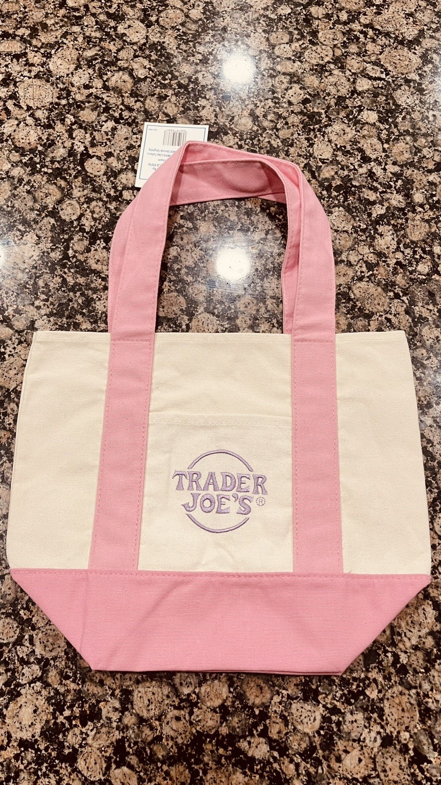 Trader Joe’s - Mini Pastel Canvas Tote Bag Set Of 4 NWT Blue Green Pink Purple gallery