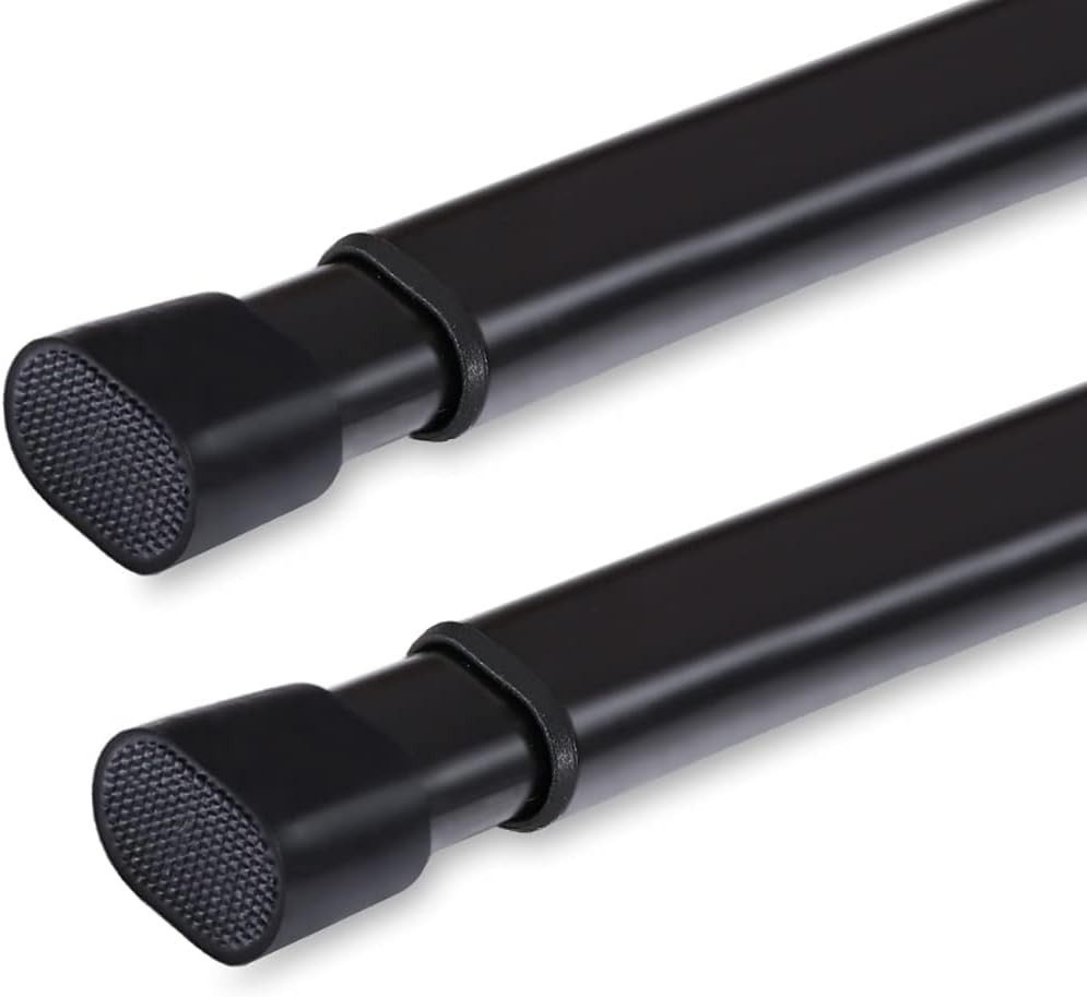 2 Pack Tension Rods Spring Tension Curtain Rod, 26 to 39 Inch Adjustable Blac... gallery