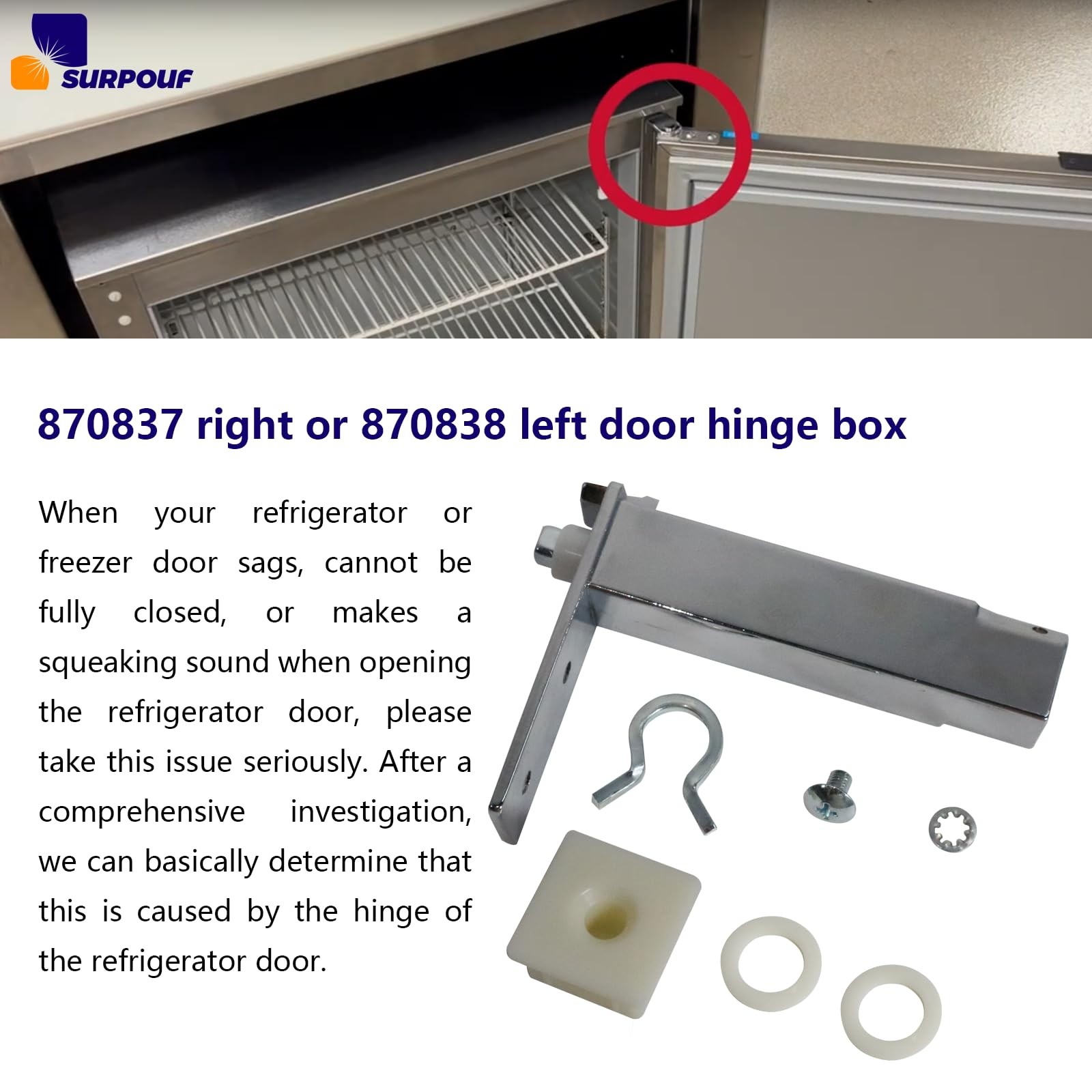 SURPOUF TOP Door Hinge Cartridge Fits for True Both (870837 Right & as pic gallery