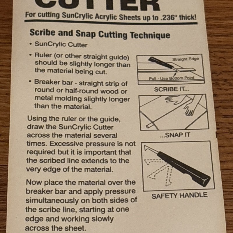 SunCrylic Acrylic Sheet Cutter Tool - Folding Blade into Handle, NEW, gallery