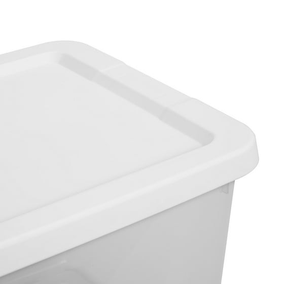 (4) 12 Quart Storage Boxes, Clear Plastic Storage Bin with Snap-On Lid, White gallery