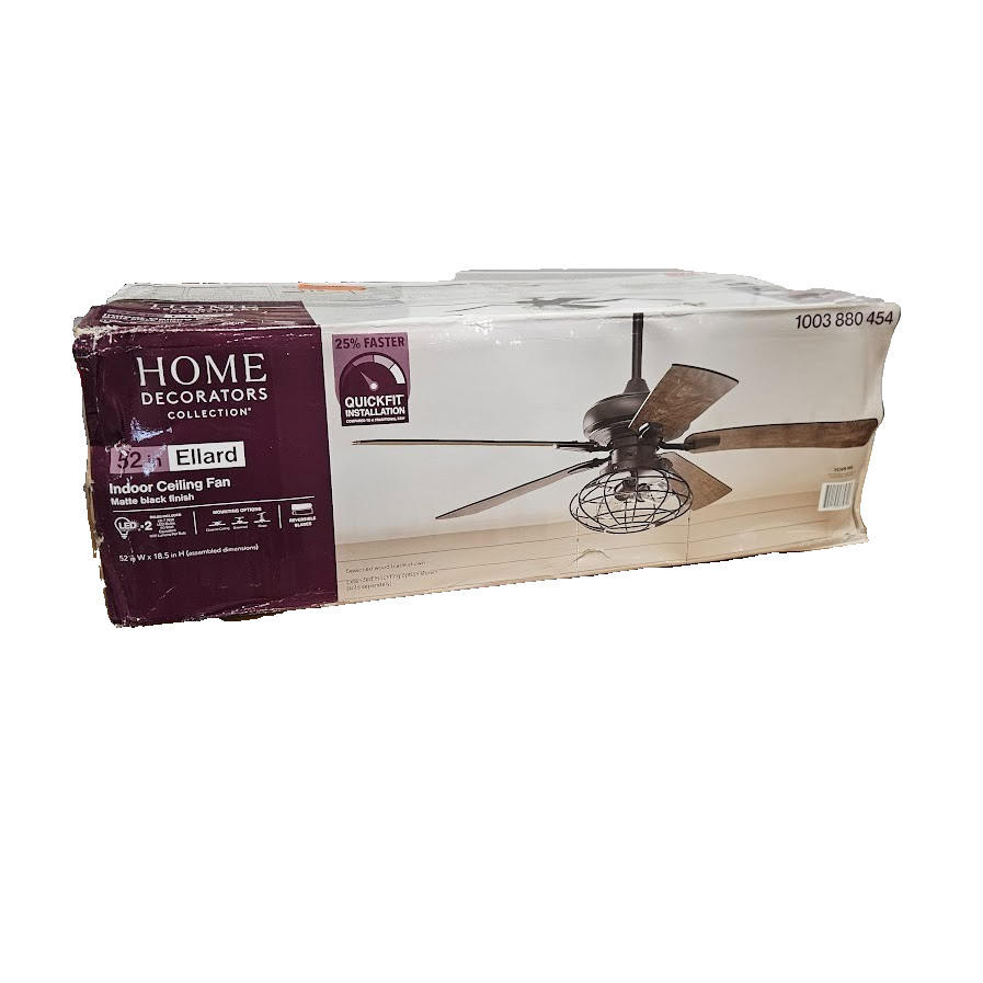 Home Decorators Collection Ellard 52 in. LED Matte Black Ceiling Fan with Light gallery