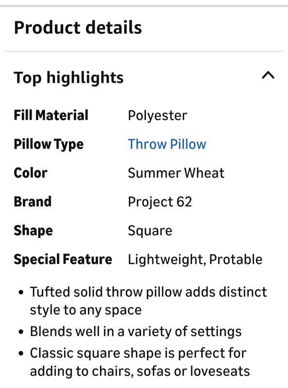 Project 62 Textured Throw Pillow Square Summer Wheat Yellow Polyester Indoor gallery