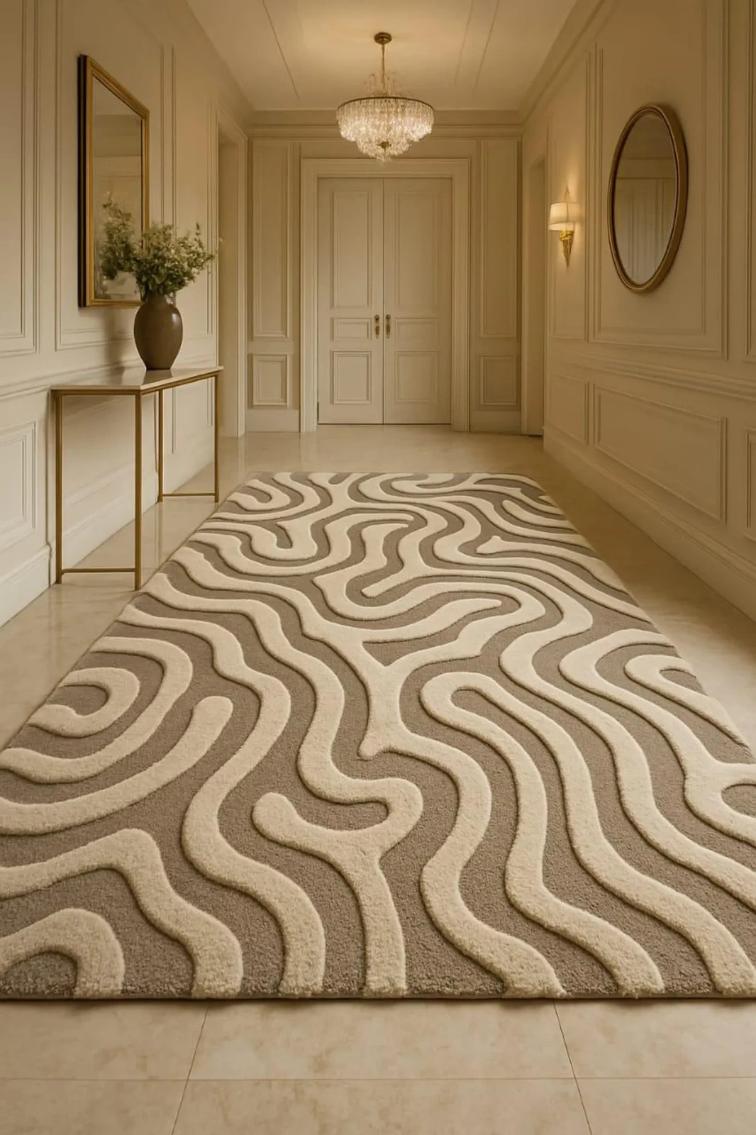 Hand Tufted Nz Wool Rug Modern Abstract High Low Pile, Neutral Decor Carpet Rug gallery