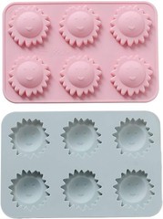 2 Pack Sun Face Ice Cube Tray Silicone Mold for Flower Chocolate Candy Gummy