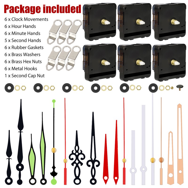 6PCS Wall Clock Quartz Movement Mechanism Replacement DIY Hands Repair Tool Kit gallery