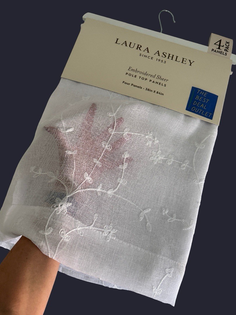 Laura Ashley Window Curtains 4 FOUR Panels 38 x 84 White White Embroidered Sheer gallery