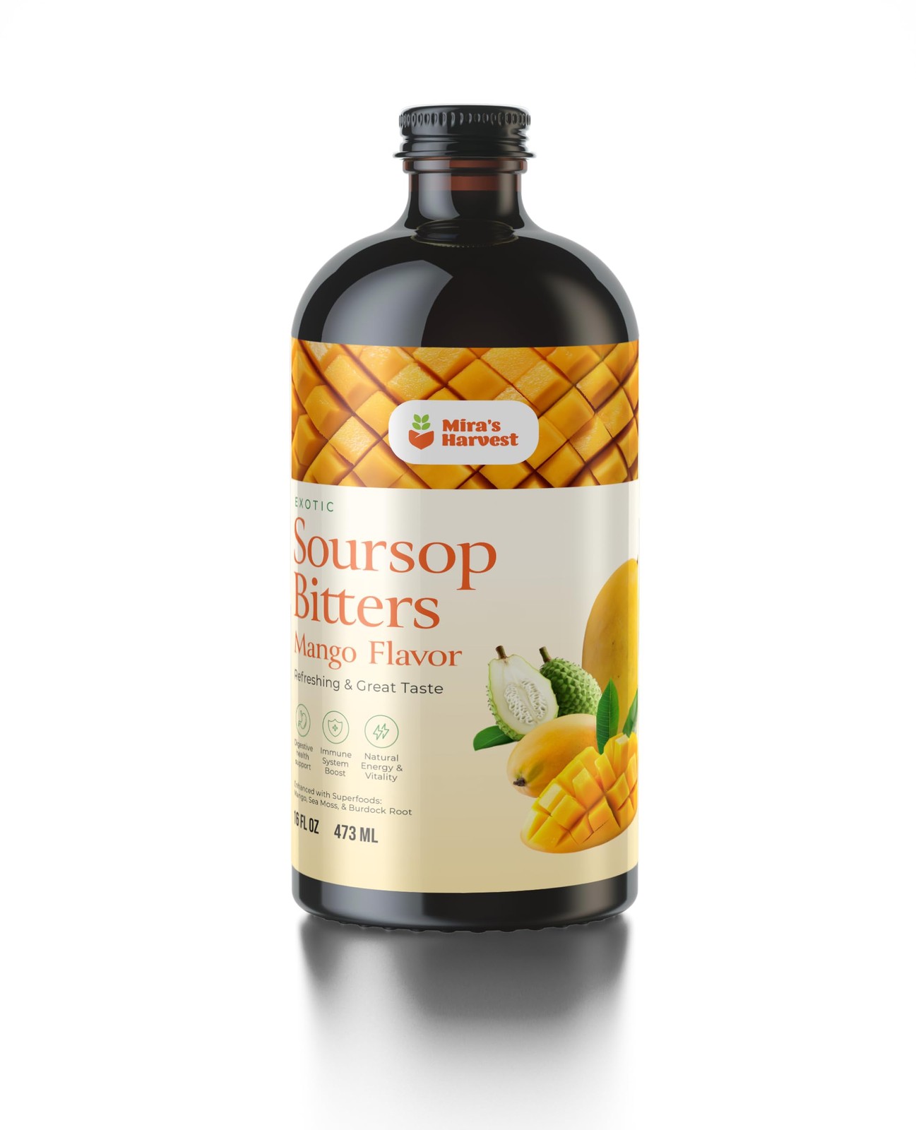 Mira's Soursop Bitters Liquid Mango Flavor 16oz - Immune Boosting gallery