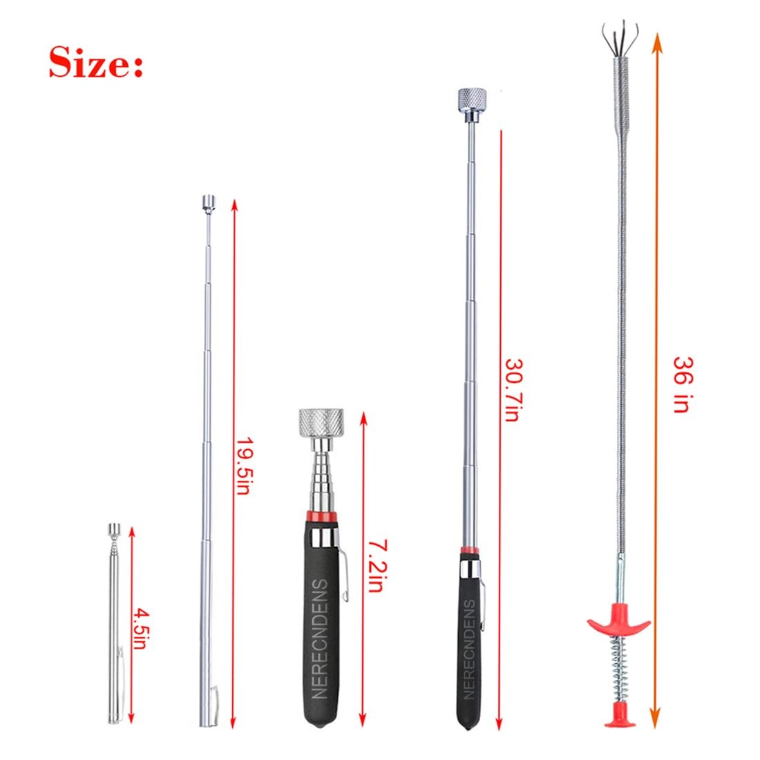 3 Pack Pick-up Tool Set - Extendable Magnetic Pick Up Tools and Flexible... gallery