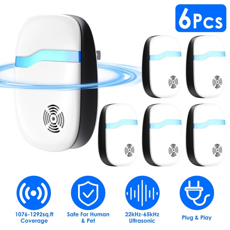 Ultrasonic Pest Repellers Electric Plug-In 6 Pack Rodent Deterrent Set Indoor gallery