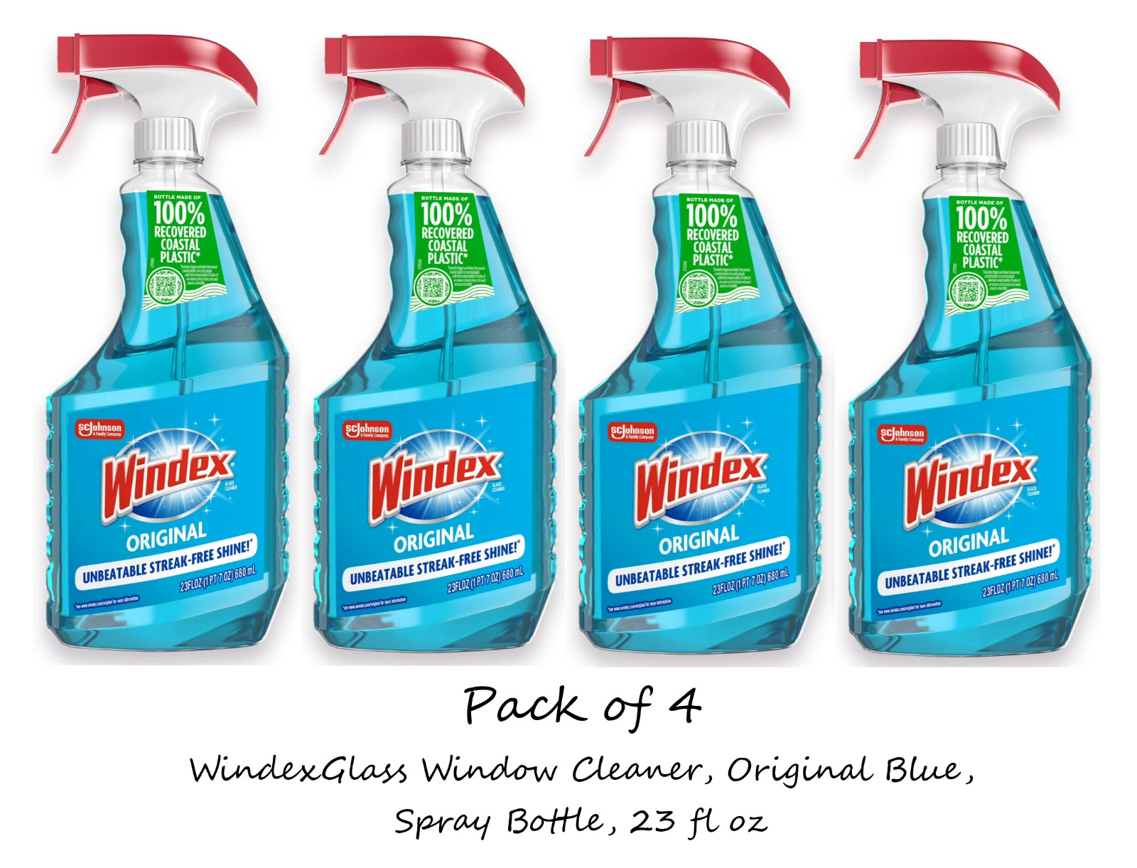 Windex Glass and Window Cleaner Spray Bottle, Original Blue, 23 fl oz (4 Pack) gallery