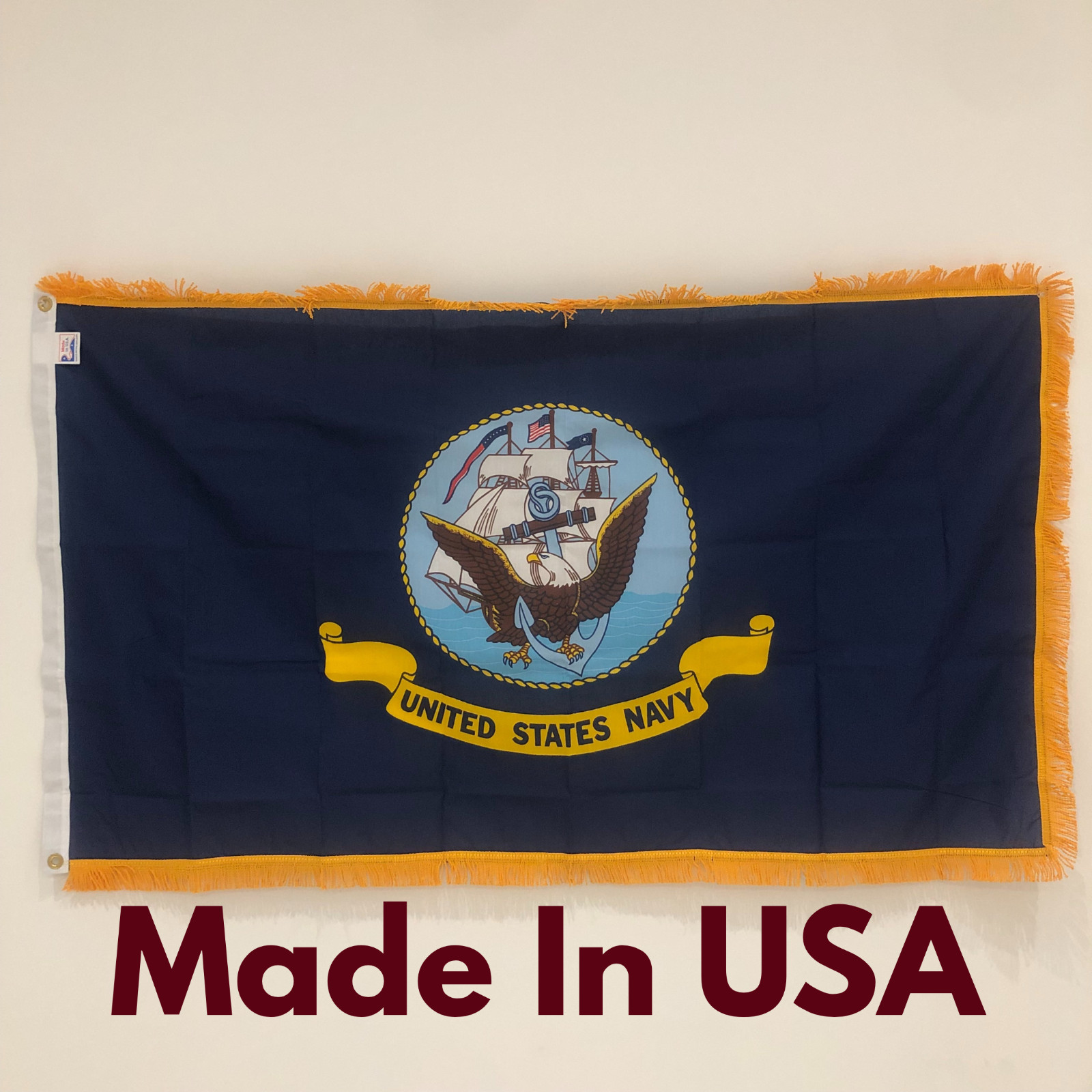 Navy Flag 3 ft. X 5ft. w/ Fringe (MADE IN USA) gallery