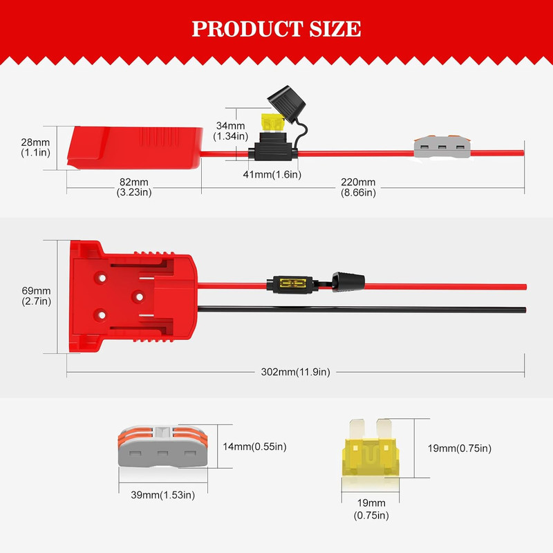 2 Pack Milwaukee M18 18V Battery Adapter Kit with Fuses, 12AWG Wiring Converter gallery