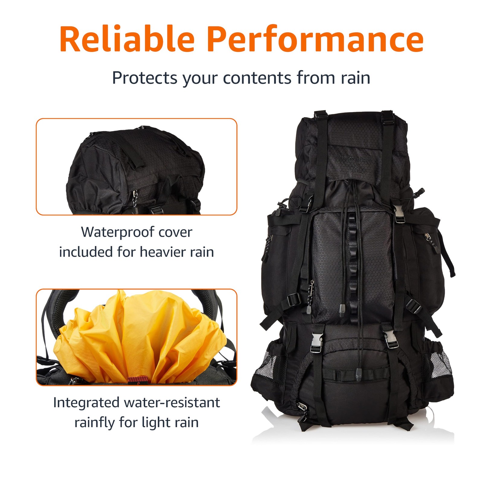 Internal Frame Backpack, 75 Liters, Black 2