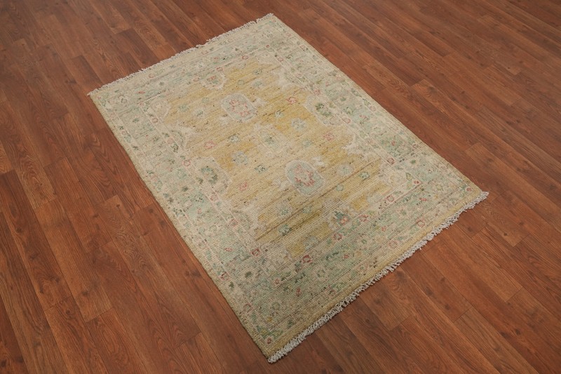 Vegetable Dye All-Over Pattern Oushak Wool Handmade Rug 3x4 ft Turkish Carpet gallery