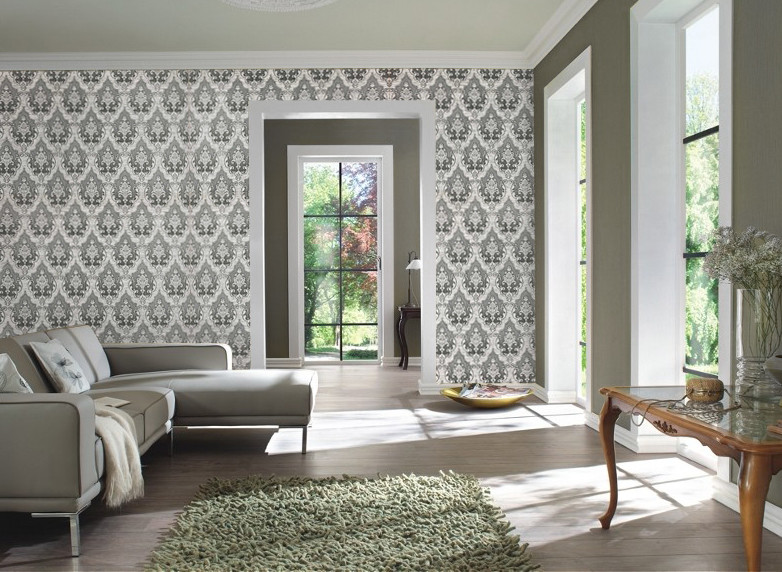 Wallpaper Victorian damask pattern wall coverings textured rolls gray damask 3D gallery