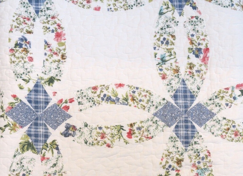 BLUE WEDDING RING Full Queen QUILT SET : COTTAGE ROMANTIC COUNTRY FLORAL GARDEN gallery