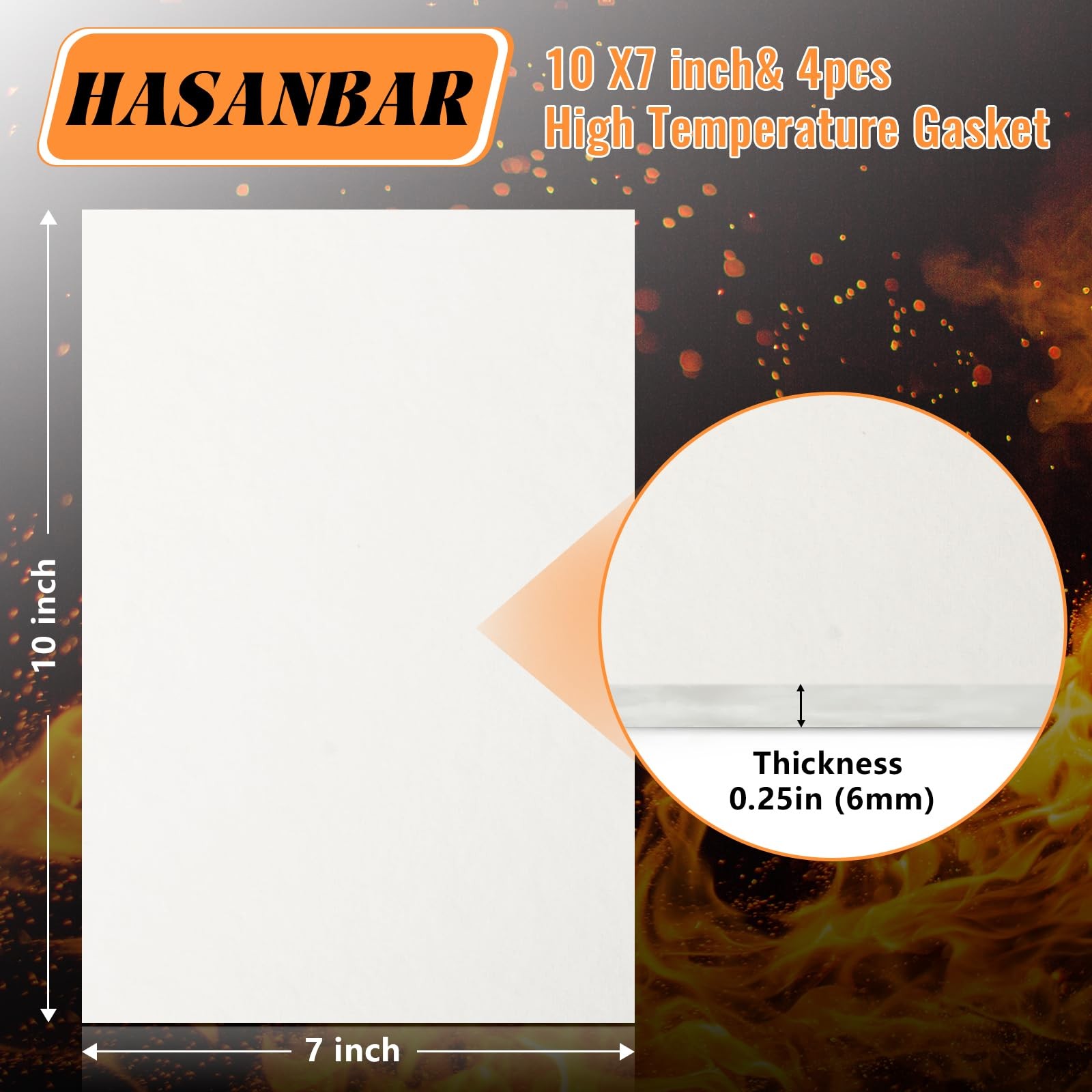 4 Pcs High Temperature Gasket Paper, Ceramic Fiber Material White gallery